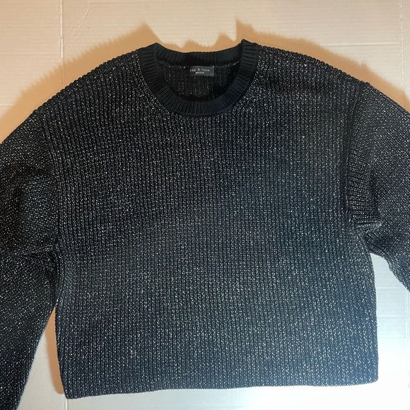 Rag & Bone Jubilee Metallic Black Crew Neck Sweater Size Large/X Large - Picture 5 of 13